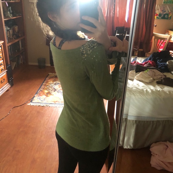 Vintage super soft green long sleeve sparkly top - Picture 4 of 8